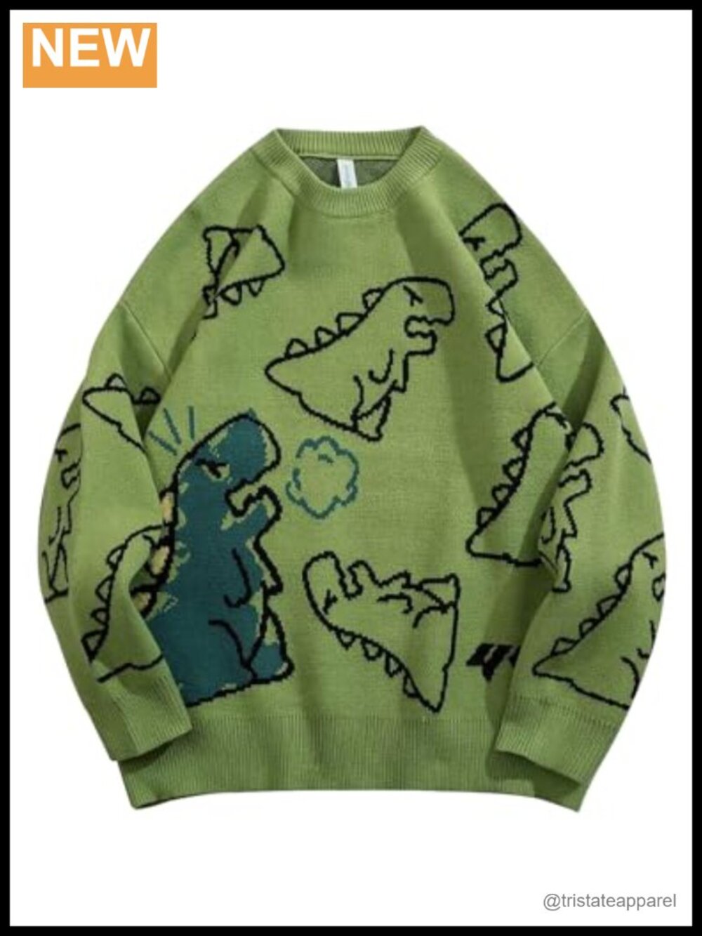 Oversized Graphic Dinosaur Sweater Women Y2K Vintage Harajuku Knit Pullover